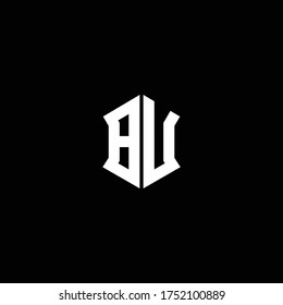 bu logo monogram with shield shape design template
