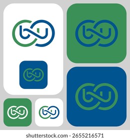 Pero la letra minúscula limpia, el logotipo geométrico se integra perfectamente en el símbolo del infinito. El diseño de línea minimalista, simple y moderno es perfecto para empresas de consultoría, financieras o tecnológicas.
