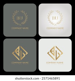 BU luxury typography letter logo. BU Creative style logo but still simple lettering and modern. 
