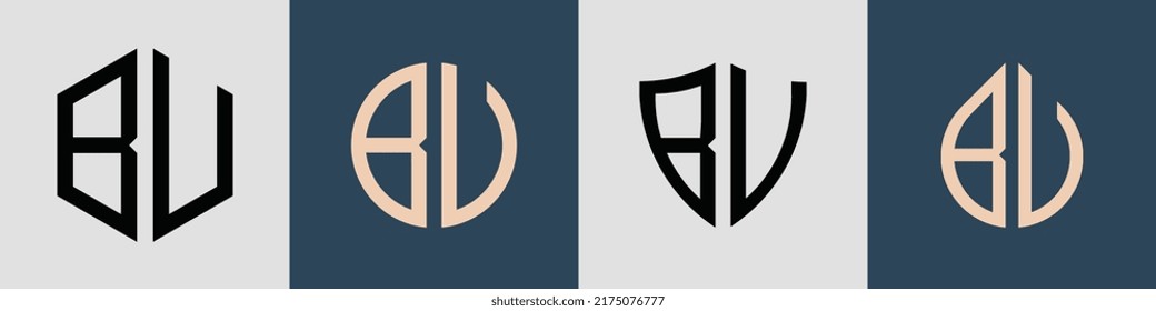 BU modern initial letter logo design vector bundle. It will be suitable for which company or brand name start those initial.