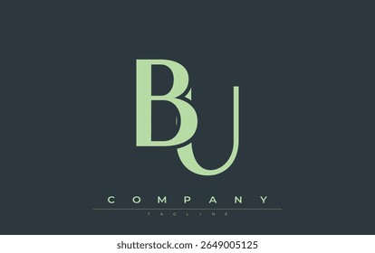 BU Modern Initials Logo Design. Logotipo de marca com iniciais estilizadas apresentando design arrojado e estética moderna. Ideal para profissionais de marca de negócios ou projetos criativos com foco em minimalista