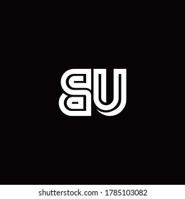 BU monogram logo with abstract line design template
