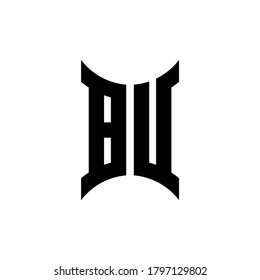 BU monogram logo with curved side design template