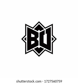 logotipo de monograma de BU con plantilla de diseño de esquema de estilo de rotación cuadrada