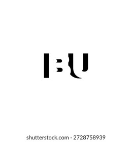 Logotipo do monograma do espaço negativo de BU – projeto minimalista moderno da marca de letra