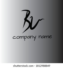bu tagline Initial handwriting logo vector