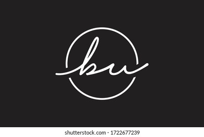 bu or ub Cursive Letter Initial Logo Design, Vector Template