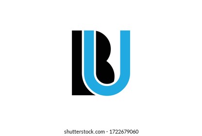 Diseño inicial de logotipo BU o UB, plantilla vectorial