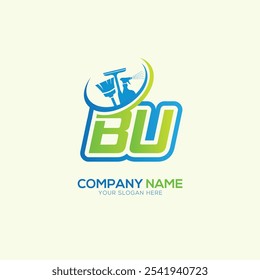 BU or UB Letter Local Cleaning vector logo. Cleaning service logo vector