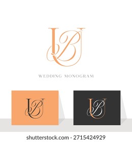 BU, UB Monograma de casamento Logotipo inicial de letras