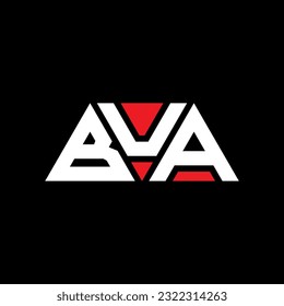 BUA triangle letter logo design with triangle shape. BUA triangle logo design monogram. BUA triangle vector logo template with red color. BUA triangular logo Simple, Elegant, and Luxurious design