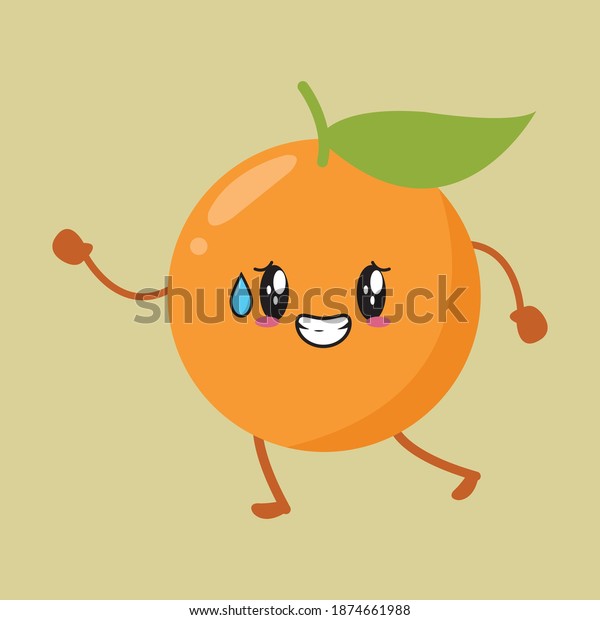 Buah Jeruk Kawai Yang Lucu Stock Vector (royalty Free) 1874661988