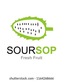 buah sirsak logo desain, digambar menggunakan warna hijau yang fresh, logo buah ini cocok untuk berbagai kebutuhan anda