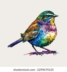 Bubba bird watercolor isolated white background, vintage a collection of birds. watercolor painting