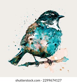 Bubba bird watercolor isolated white background, vintage a collection of birds. watercolor painting
