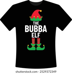 De Bubba Elf Kerst T-Shirt Design Matching Familie Vakantie Elf Kerst Graphic