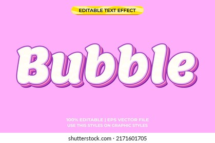 Bubble 3d Text Effect With Cute And Pastel Theme. Purple Typography Template For Minimalist Tittle