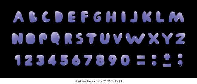 Alfabeto abstracto de burbuja en estilo retro y2k de moda.Tipo de letra de burbuja 3D.Fuente orgánica de graffiti.Letras en forma de burbuja psicodélica.Goma de burbuja.Números en forma de globo.Tipo de letra Y2k Estética.
