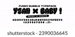 Bubble abstract shapes alphabet font. Funky balloon organic typeface in trendy retro y2k style. Cartoon kids graffiti vector illustration. Letters and numbers.