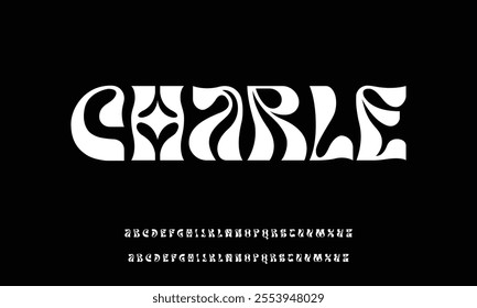 Bubble abstract shapes alphabet font. Funky balloon organic typeface in trendy retro y2k style. Cartoon kids graffiti vector illustration. Letters and numbers