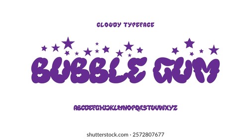 Bubble abstract shapes alphabet font. Funky balloon organic typeface in trendy retro y2k style. Cartoon kids graffiti vector illustration. Letters and numbers. 