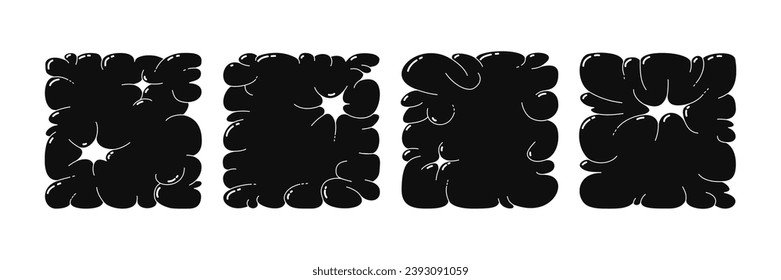 Bubble abstract shapes sticker pack. Funky balloon organic elements icon sign in trendy retro y2k style. Cartoon graffiti vector illustration isolated on white background.