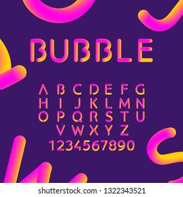 Bubble alphabet, 3d font vector illustration.