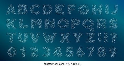 Bubble Alphabet Font. Water Bubbles Letters And Numbers. Stock Vector Typescript For Your Design.