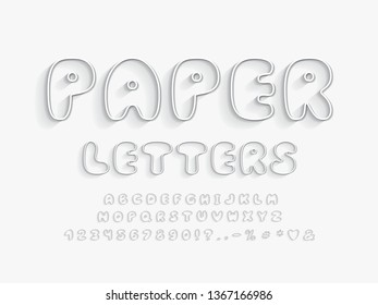 Bubble Alphabet paper cut design. Vector letters and numbers