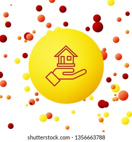 Bubble backgraund with House Care Logo, House + Hand Logo