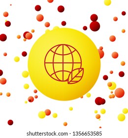 Bubble backgraund with Leafs and globe Eco planet icon, mockup save planet logo