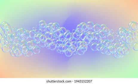Bubble background with shampoo foam and detergent soap.