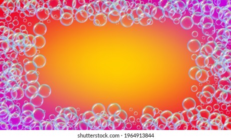 Bubble background with shampoo foam and detergent soap.