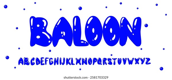 Bubble or balloon font rounded colourful typeface done with brush pen for kids or festival. party lettering trendy shapes