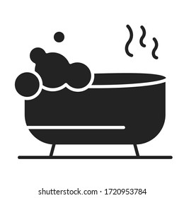 Icono de glifo negro de baño de burbujas. Relájese en el baño. Pictograma para página web, aplicación móvil, promoción. Elemento de diseño GUI de UI UX. 