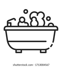 Bubble bath black line icon. Relax bathroom. Pictogram for web page, mobile app, promo. Editable stroke.