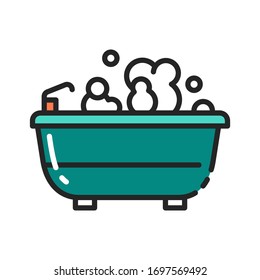 Bubble bath color line icon. Relax bathroom. Pictogram for web page, mobile app, promo. Editable stroke.