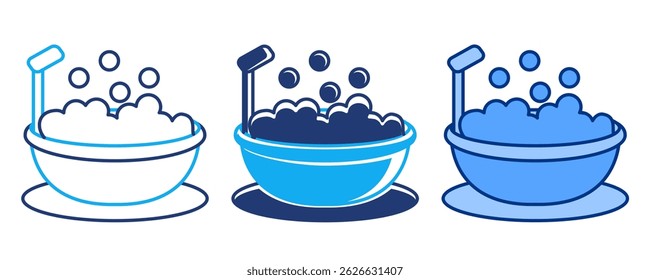 Bubble Bath icon represented by Bubble Bath Blue, Dualline, Dualtone style.