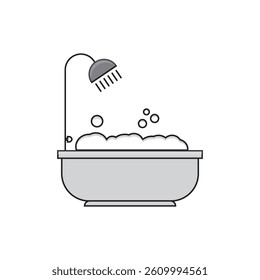 bubble bath with shower. icon. vector illustration