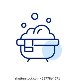 Bañera de burbujas. Tiempo de relajación con jabones. Icono perfecto de píxeles