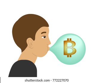 bubble bitcoin. the cryptocurrency. inflation. risk. the inflated cost.