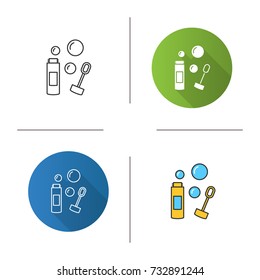 Bubble blower icon. Flat design, linear and color styles. Isolated vector illustration