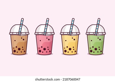 Bubble - boba tea cups vector illustration