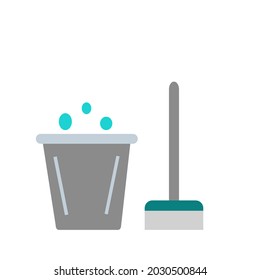 Bubble bucket and gray mop. 