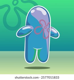 Bubble Buddy Illustration With Background, Cartoon Illustration