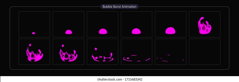 Bubble burst animation. Lava bubble effect sprites sheet for games, cartoon, video, animation or motion design. lava bubble burst. eps-10 vector illustration.