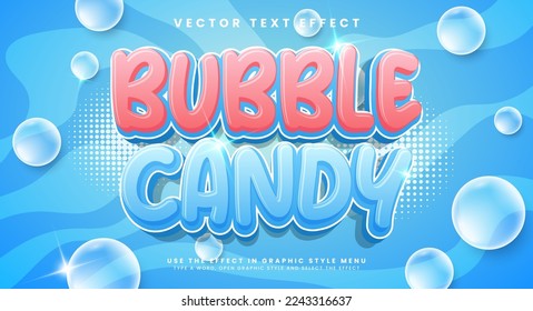 Bubble candy editable vector text effect suitable for sweet food product.
