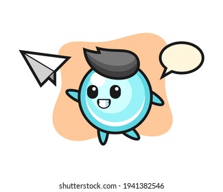 Kugelkartoon-Schriftzeichen-Werfer-Flugzeug
