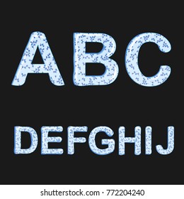 Bubble cartoon of fonts . Colorful 3d floral, spring alphabet . Isolated. Vector illustration