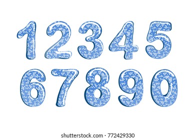 Bubble cartoon of fonts . Colorful 3d floral, spring numbers. Diagonal pattern stripe . Isolated on a white background. Vector illustration